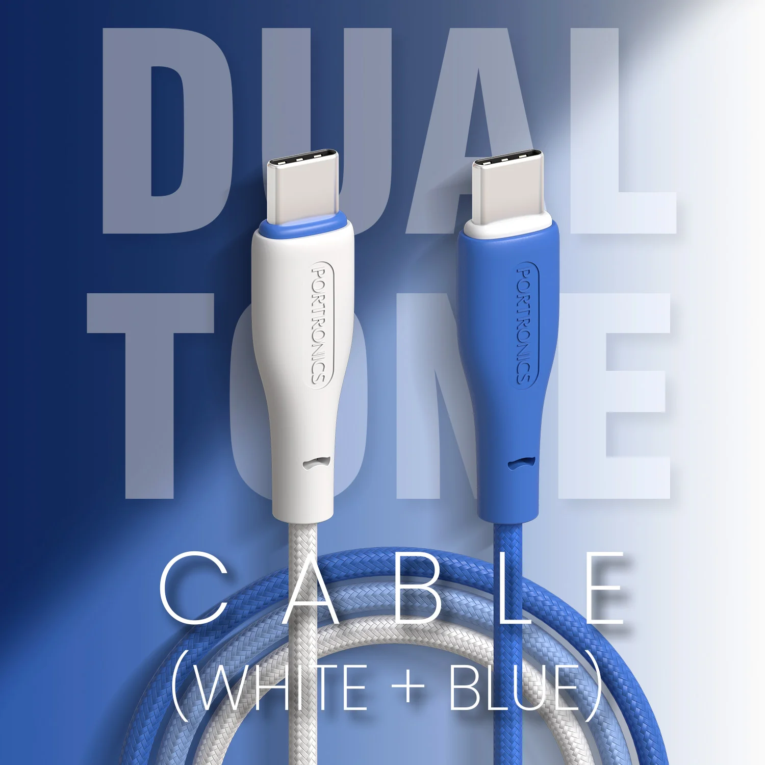 HUE X - Type C To Type C 60W 1M, White+Blue - Image 3
